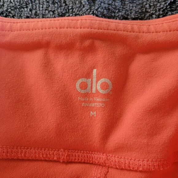 ALO Yoga Goddess Ribbed Maroon Gray High Waisted Leggings Size Medium Ruched - Picture 3 of 12